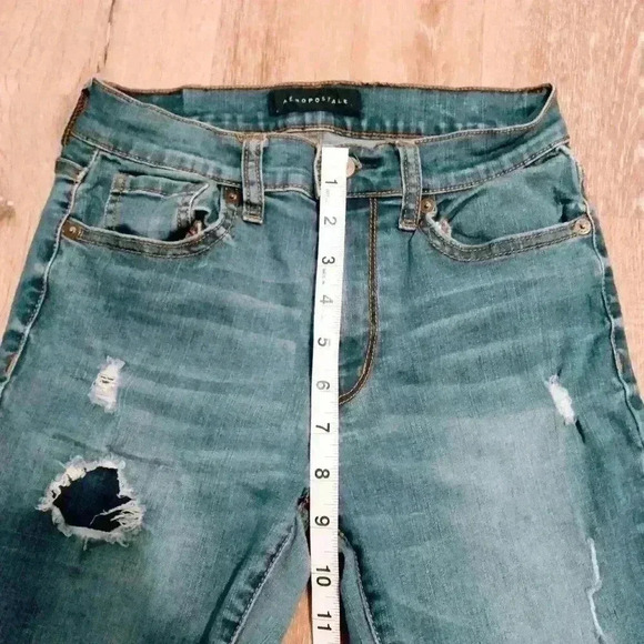 Aeropostale women's size 2 High waisted ankle jeggings holes distressed - Picture 4 of 9